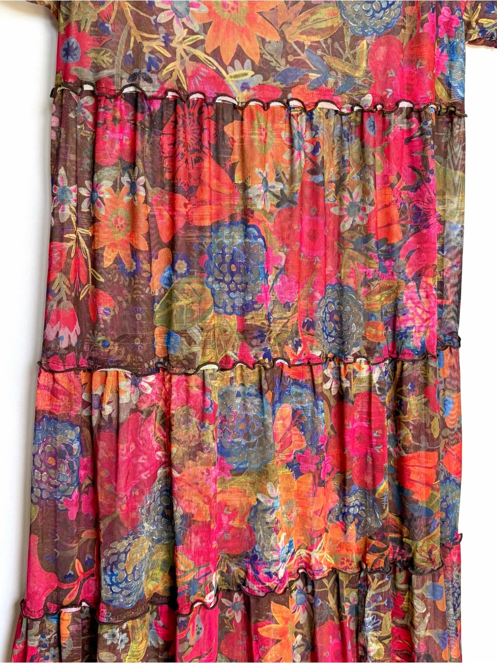 Natural Life Maxi Dress Sz M Berkley Mesh Tiered Cottagecore Peasant Boho - Picture 16 of 16